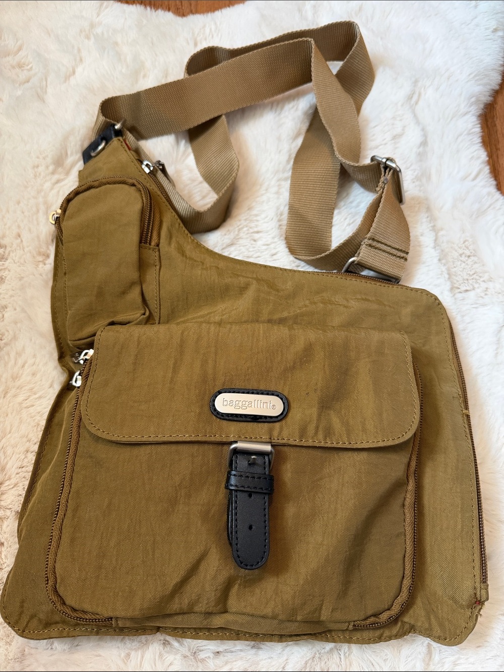 Baggallini Olive Crossbody Bag with Black Accent